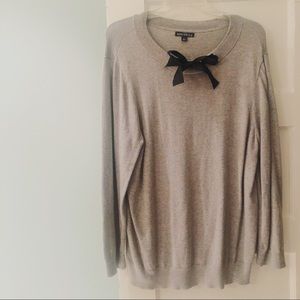 J. Crew Gray Black Bow Lightweight Sweater Autumn
